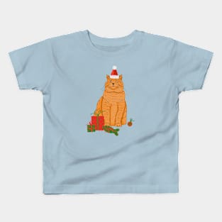 Christmas Cat With Gifts Kids T-Shirt